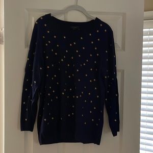 J crew beautiful navy sweater with gold stars
